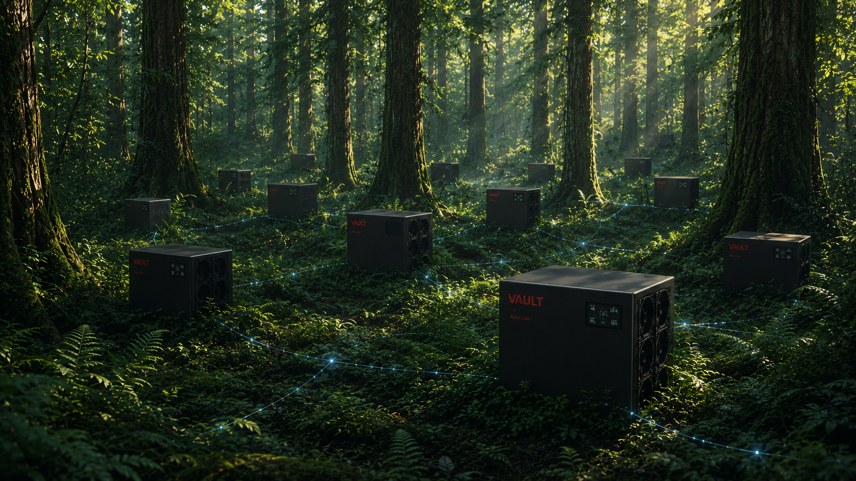 Multiple Vault Alpha Cubes connected as a local compute cluster.